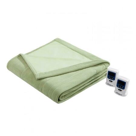 BEAUTYREST Electric Micro Fleece Heated Blanket, Green - King BR54-0190